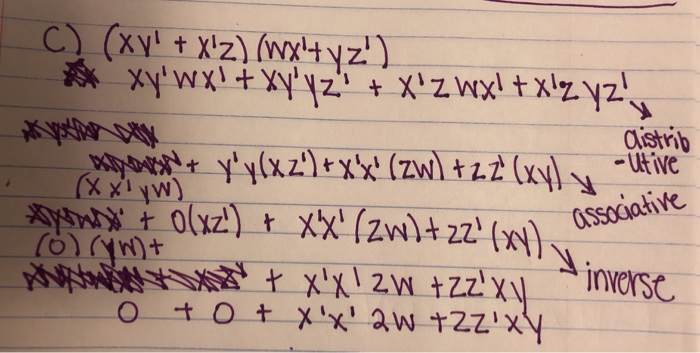 the identity used at each step. a) (ab + c + df)ef