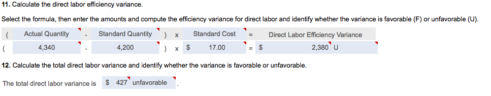 enter the amounts and compute the cost variance for direct materials and