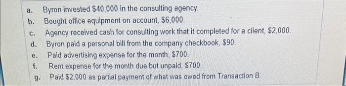 question shows. Thanks. Byron Pud opened a consulting company, and the following