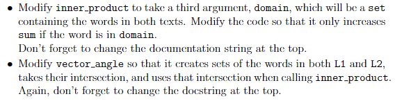 import math def inner_product(L1,L2): """ Inner product between two vectors, where vectors