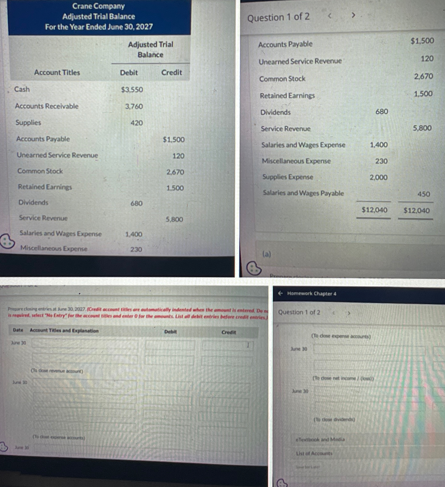  Crames company adjusted trail balance 