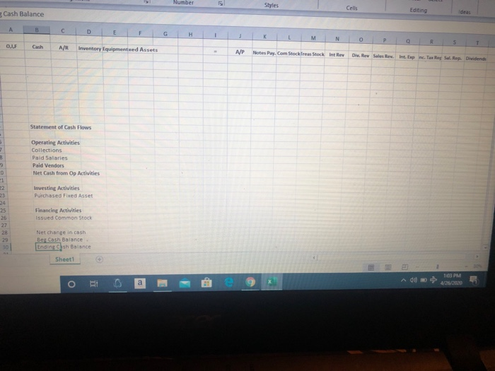 The excel table provided needs to be filled with the info from
