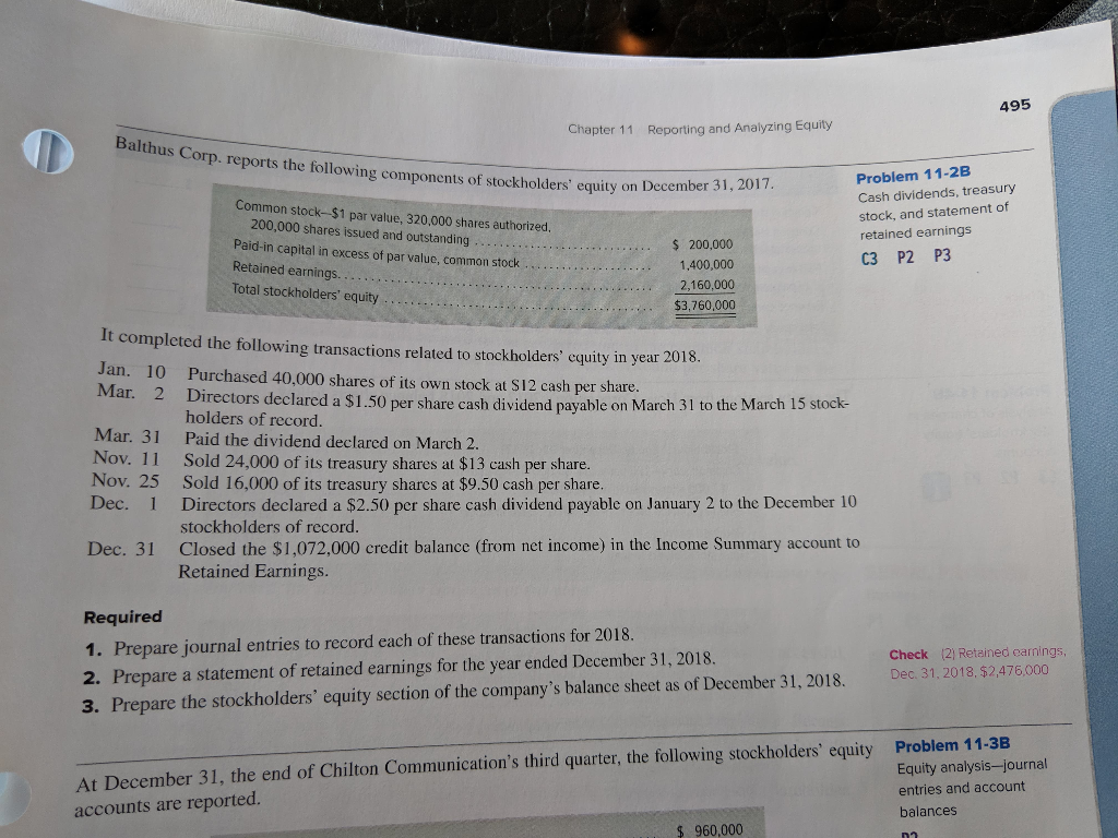  495 Chapter 11 Reporting and Analyzing Equity Balthus Corp. reports the