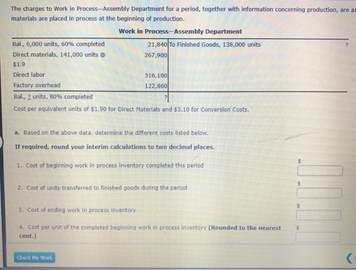 I am stuck on this question, please help? The charges to Work