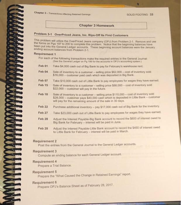  Chapter 3-Transactions Aflecting Retained Earnings SOLID FOOTING 33 Chapter 3 Homework