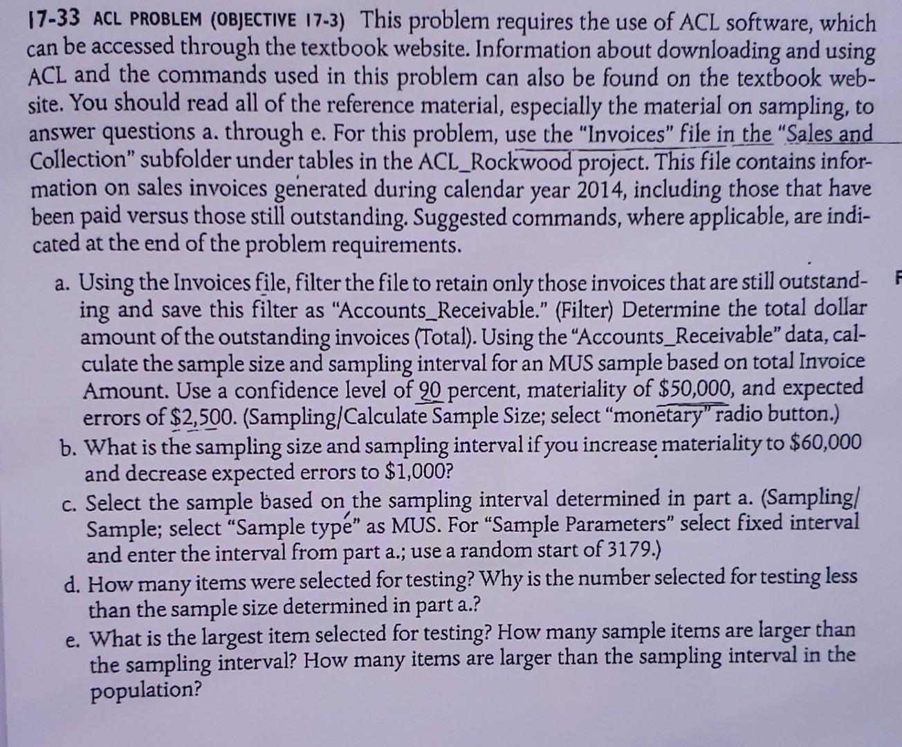  I7-33 ACL PROBLEM (OBJECTIVE 17-3) This problem requires the use of