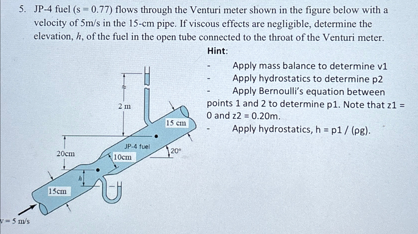  JP-4 fuel )=(0.77 flows through the Venturi meter shown in the