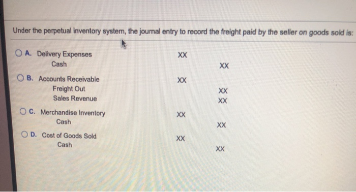  Under the perpetual inventory system, the journal entry to record the