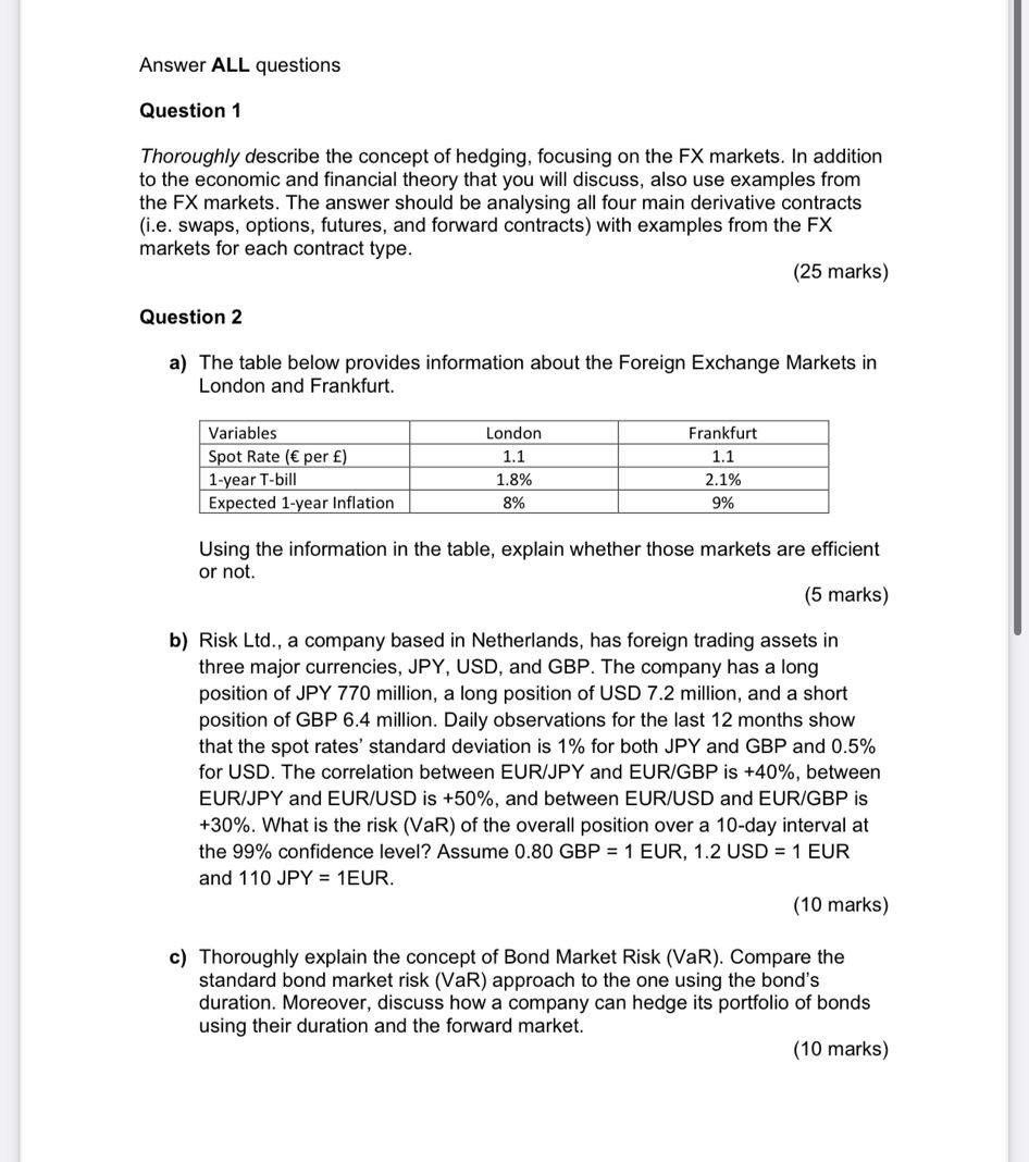  please do part A correctly will upvote Answer ALL questions Question