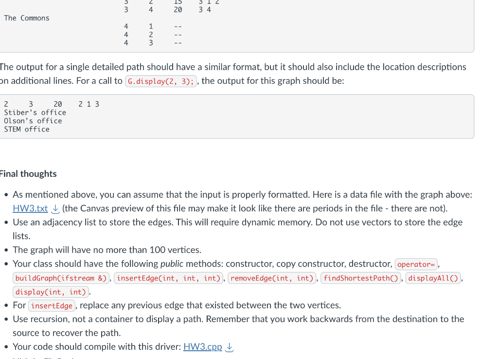 a file, compute the shortest path between every pair of vertices (where