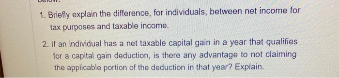  1. Briefly explain the difference, for individuals, between net income for