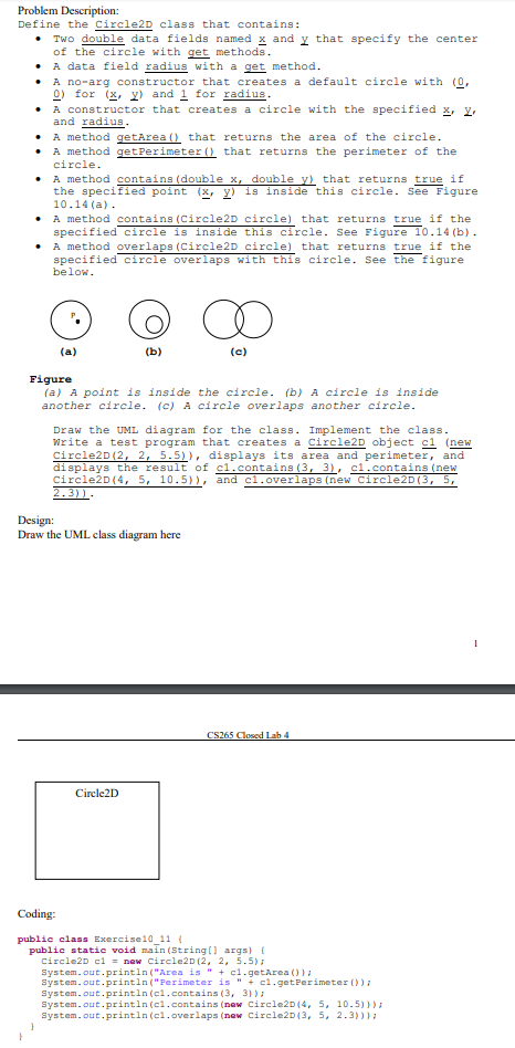 help me with this java problem. thanks Problem Description: Define the Circle2D