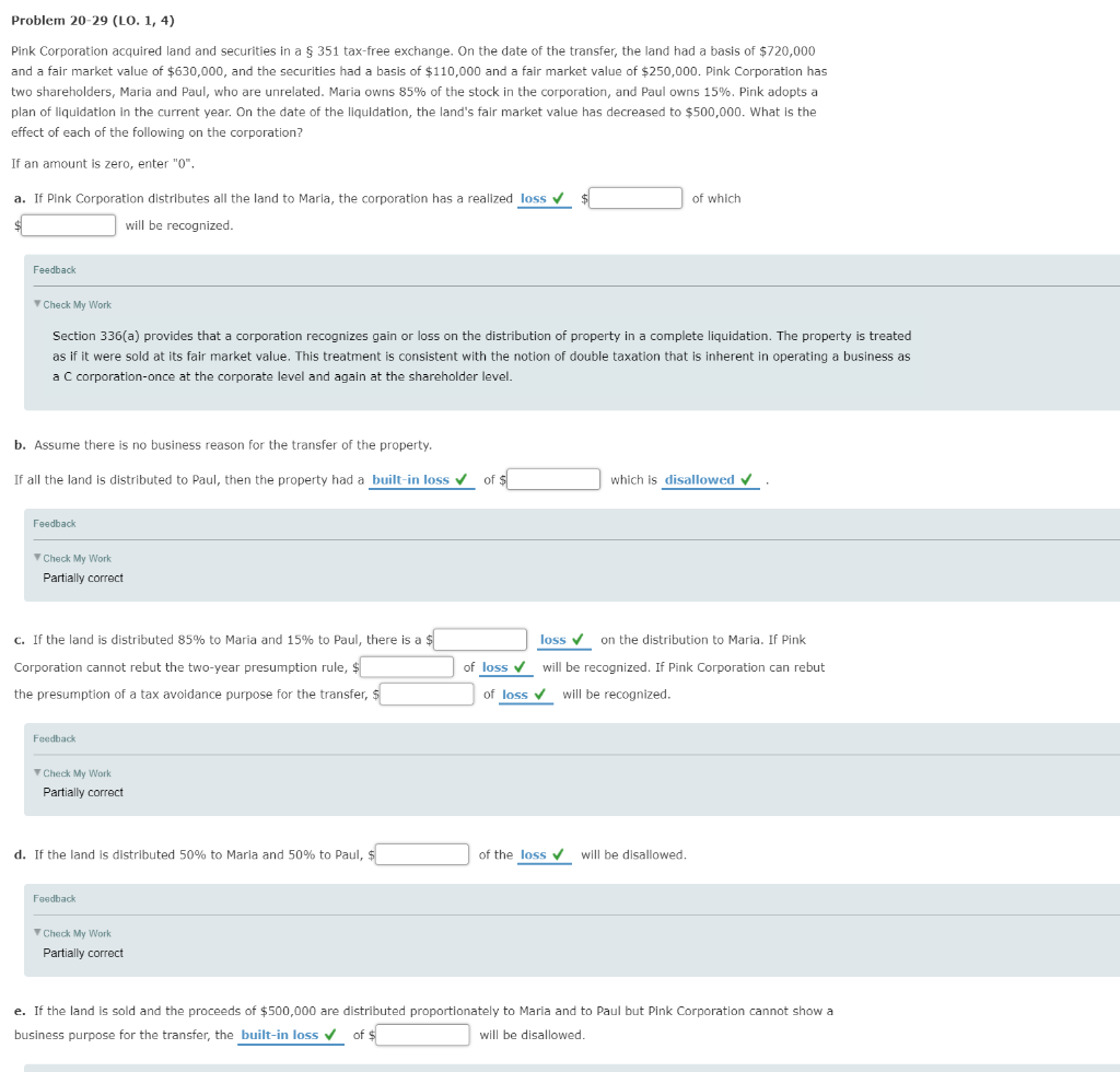  please help me solve this Problem 20-29 (LO. 1, 4) Pink