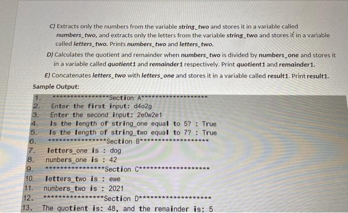 steps not individual questions. thank you!!! 5. Write a program stored in
