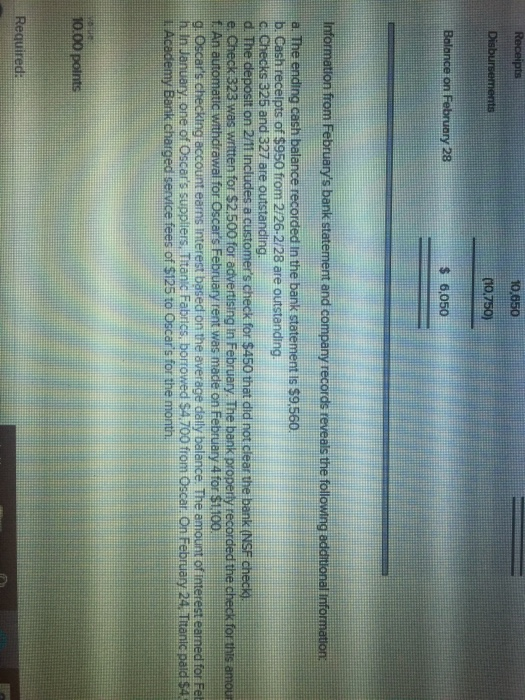 Academy Bank Oscar's sells carpet each day but makes bank deposts only