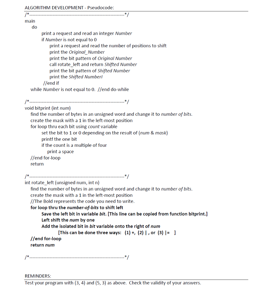 This function should left-shift num by n positions, where the high-order bits