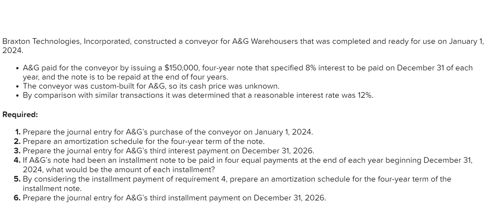 Braxton Technologies, Incorporated, constructed a conveyor for A\&G Warehousers that was