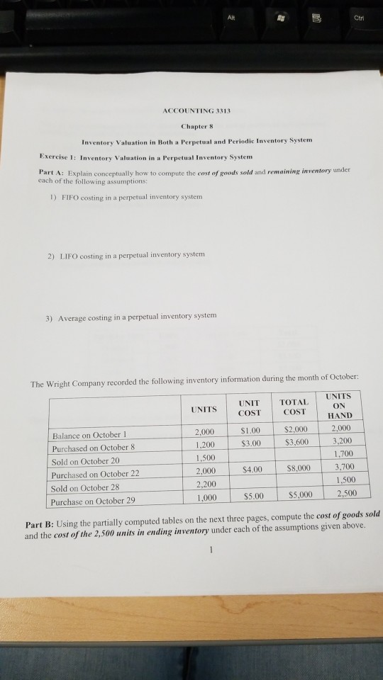 Alt Ctri ACCOUNTING 3313 Chapter 8 Inventory Valuation in Both a