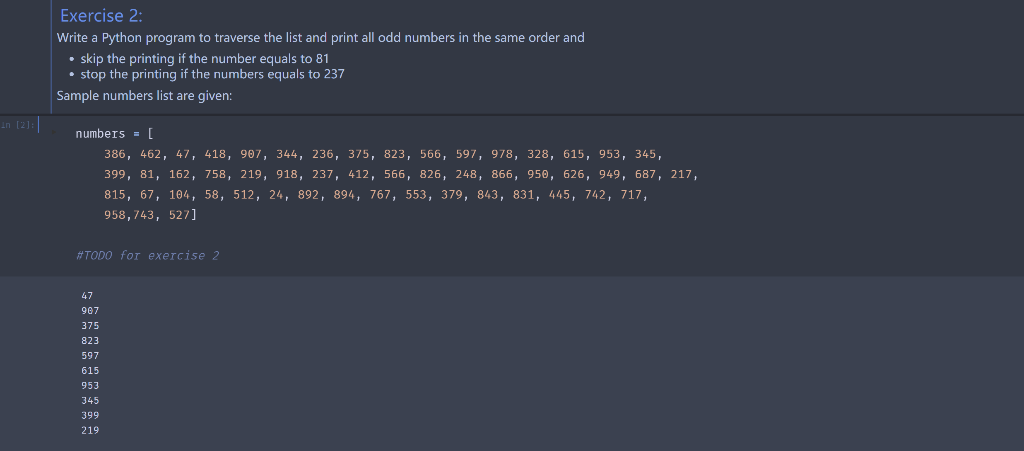 Exercise 2: Write a Python program to traverse the list and