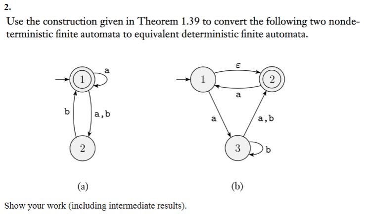 THEOREM 1.39: Every nondeterministic finite automaton has an equivalent deterministic finite