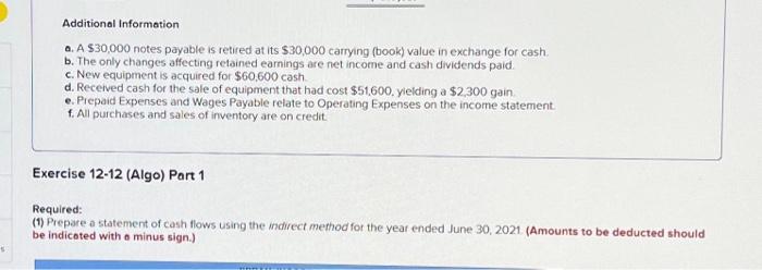 of equipment that had cost $51,600, yielding a $2,300 gain. e. Prepaid