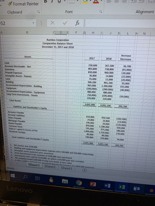  please help with statement of cash flows for the year ended