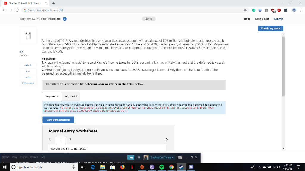  Chapter 16 Pre-Built Problems G Search Google or type a URL