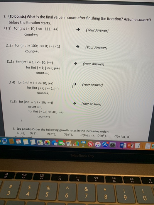  1. (10 points) What is the final value in count after