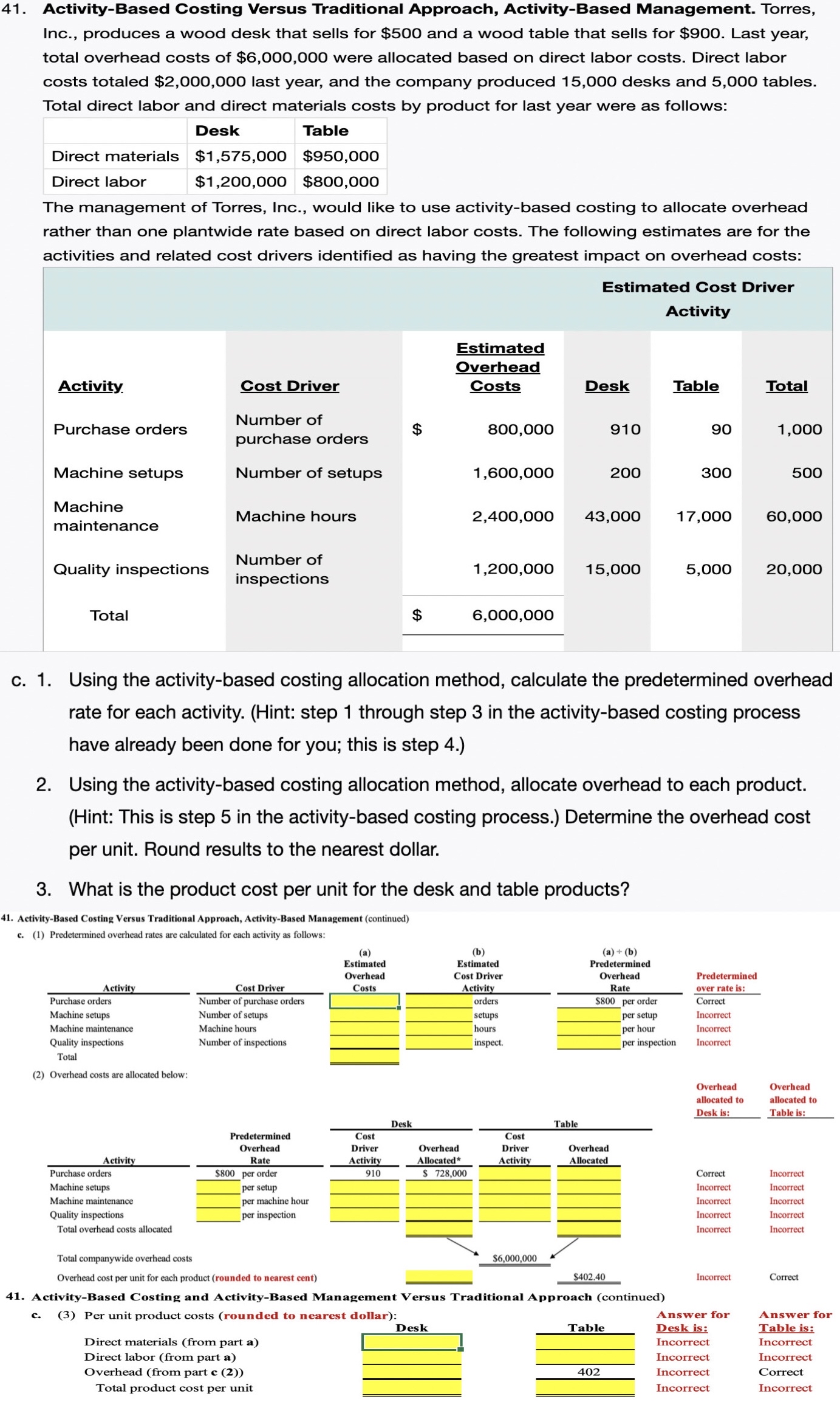  Fill in the missing data for problem 41. C 1,2,and 3.