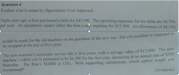 please answer using formula and not with excel...thanx Question 4 Explain what