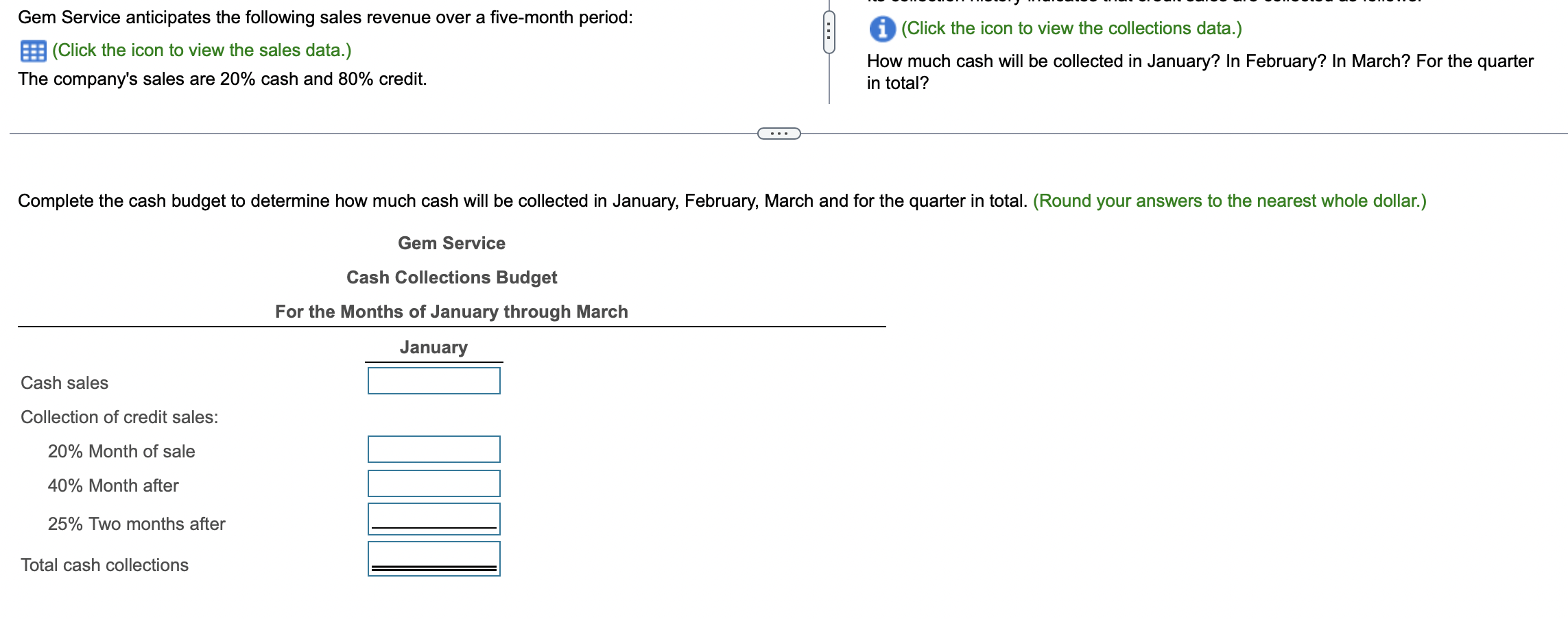  (Click the icon to view the collections data.) How much cash