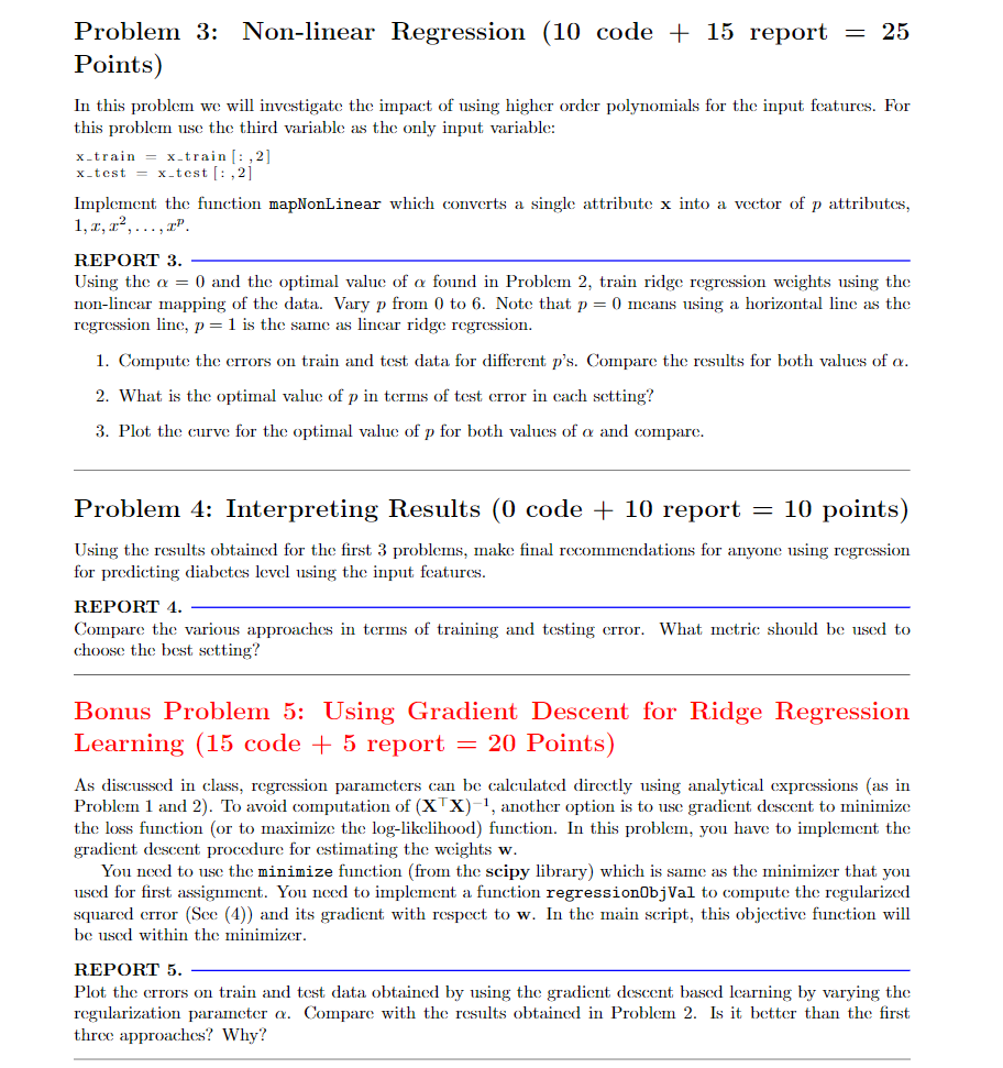 = N x d # y = N x 1 # Output: