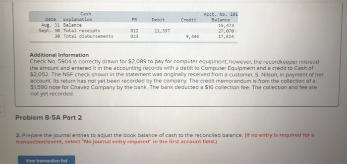 Company most recently reconciled its bank statement and book balances of cash