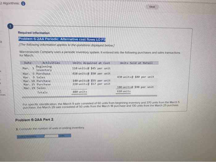 problem 6-2aa periodic: alternative cost flows Lo p3 2 Algorithmic Saved Required