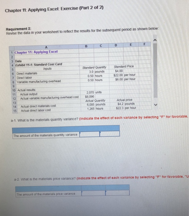  Chapter 11: Applying Excel: Exercise (Part 2 of 2) Requirement 2: