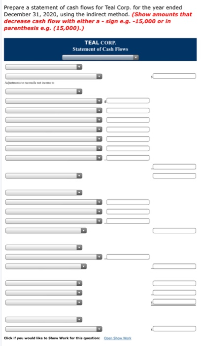 at December 31, 2020 and 2019, with a column showing the increase