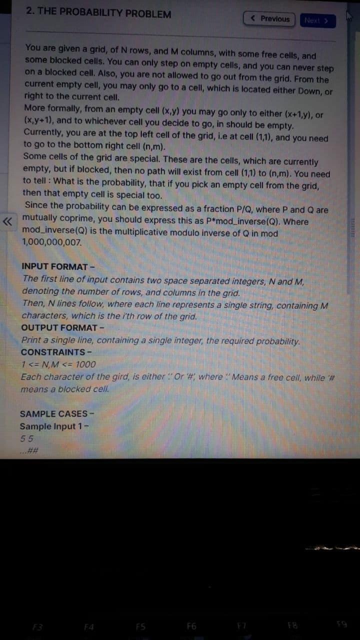  give me cpp code 2. THE PROBABILITY PROBLEM You are given