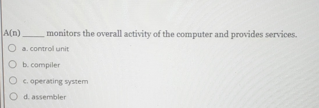  A(n)q, monitors the overall activity of the computer and provides services.