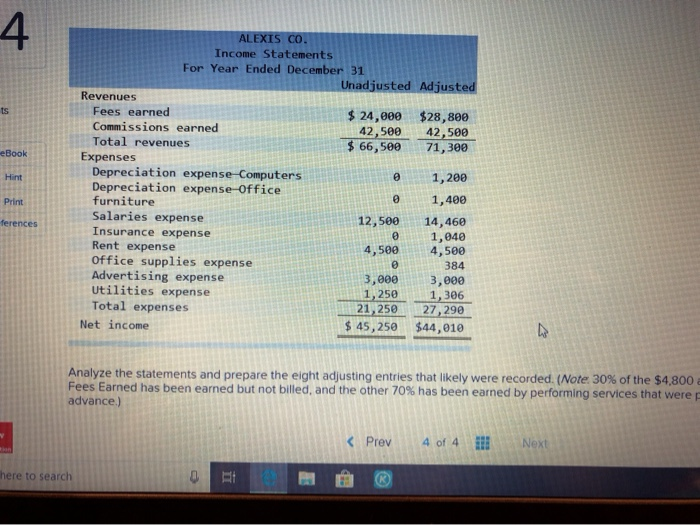 adjusting entries LO A1, P1, P3 Following are two income statements for