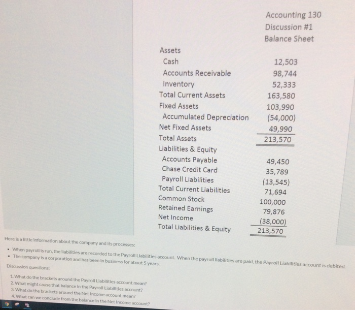  please help me do this. Thanks Accounting 130 Discussion #1 Balance