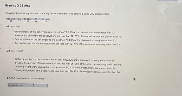  Consider the following five-point summary for a variable that was obtained