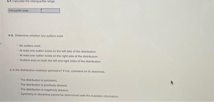 using 200 observations. a-1. Interpret Q1. Eighty percent of the observations ate
