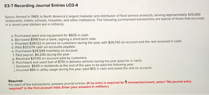  I could use some help with this, thanks. E3-7 Recording Journal