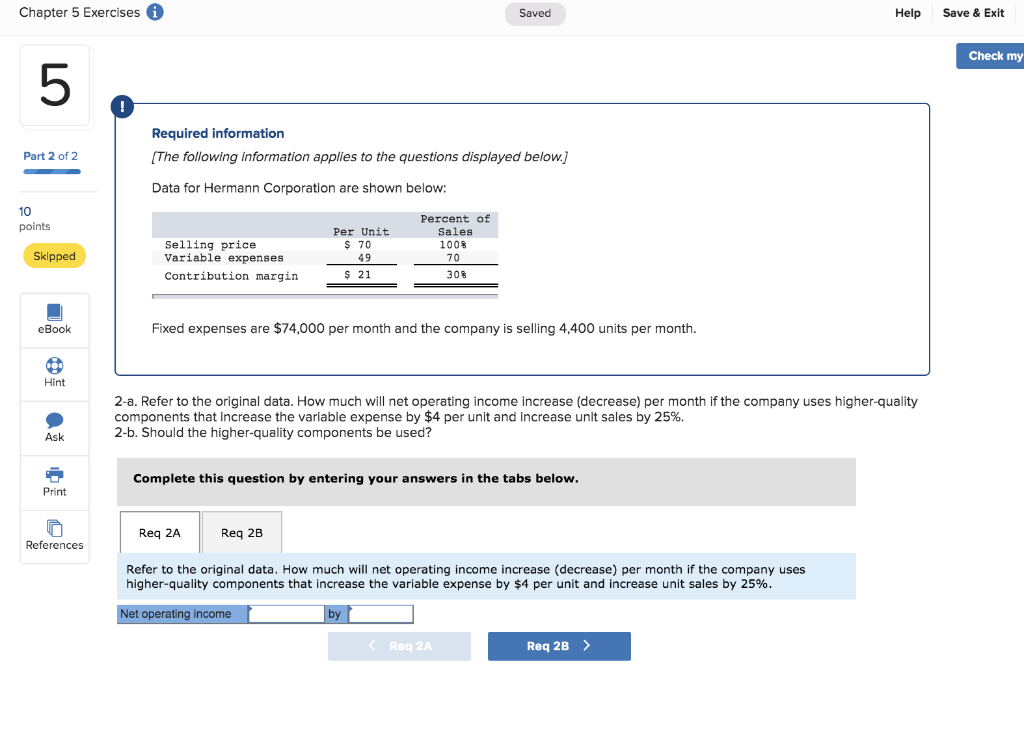  Chapter 5 Exercises i Help Save & Exit Saved Check my