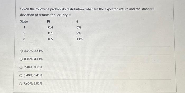  please answer fast Given the following probability distribution, what are the