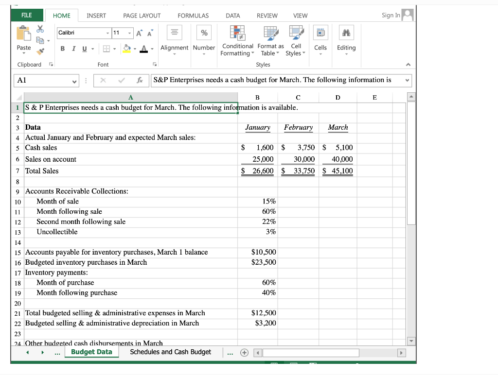Referencing and Basic Math Functions S&P Enterprises has provided data from the