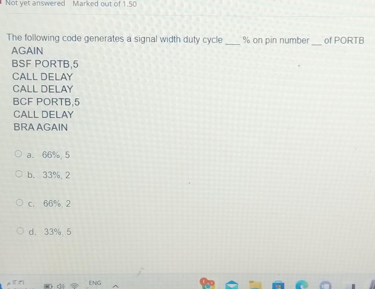  The following code generates a signal width duty cycle % on