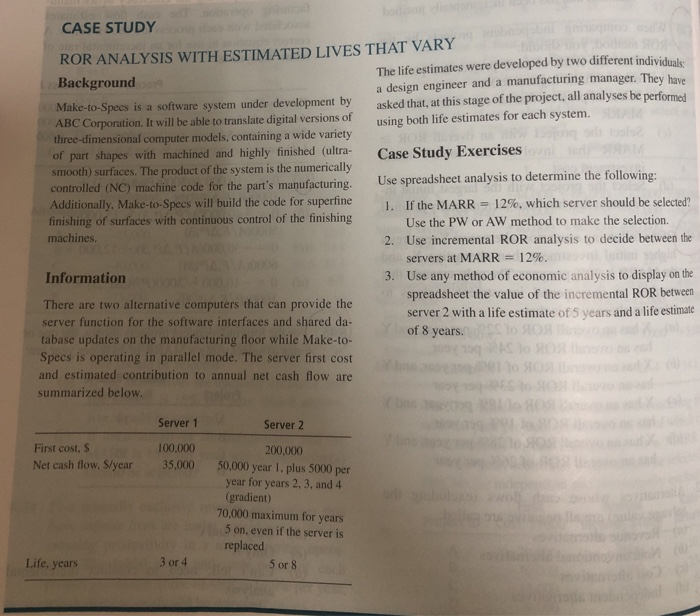  Please solve it step by step CASE STUDY The life estimates