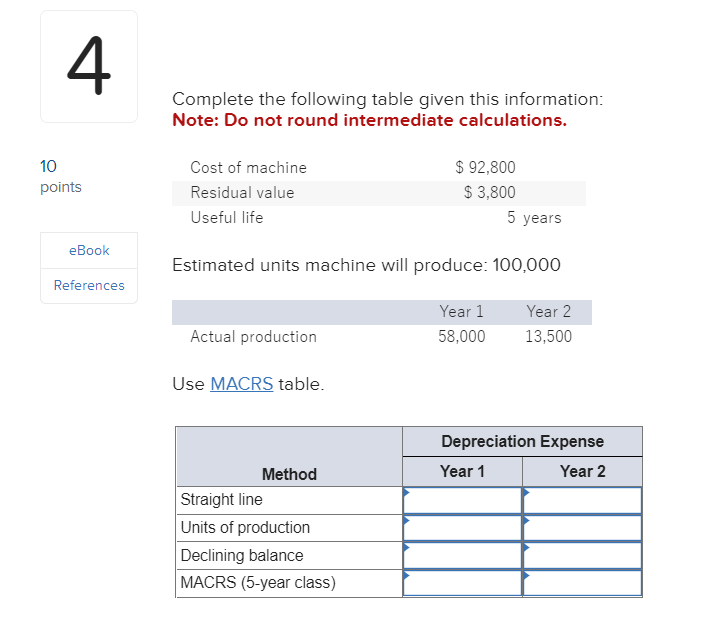 Complete the following table given this information: Note: Do not round