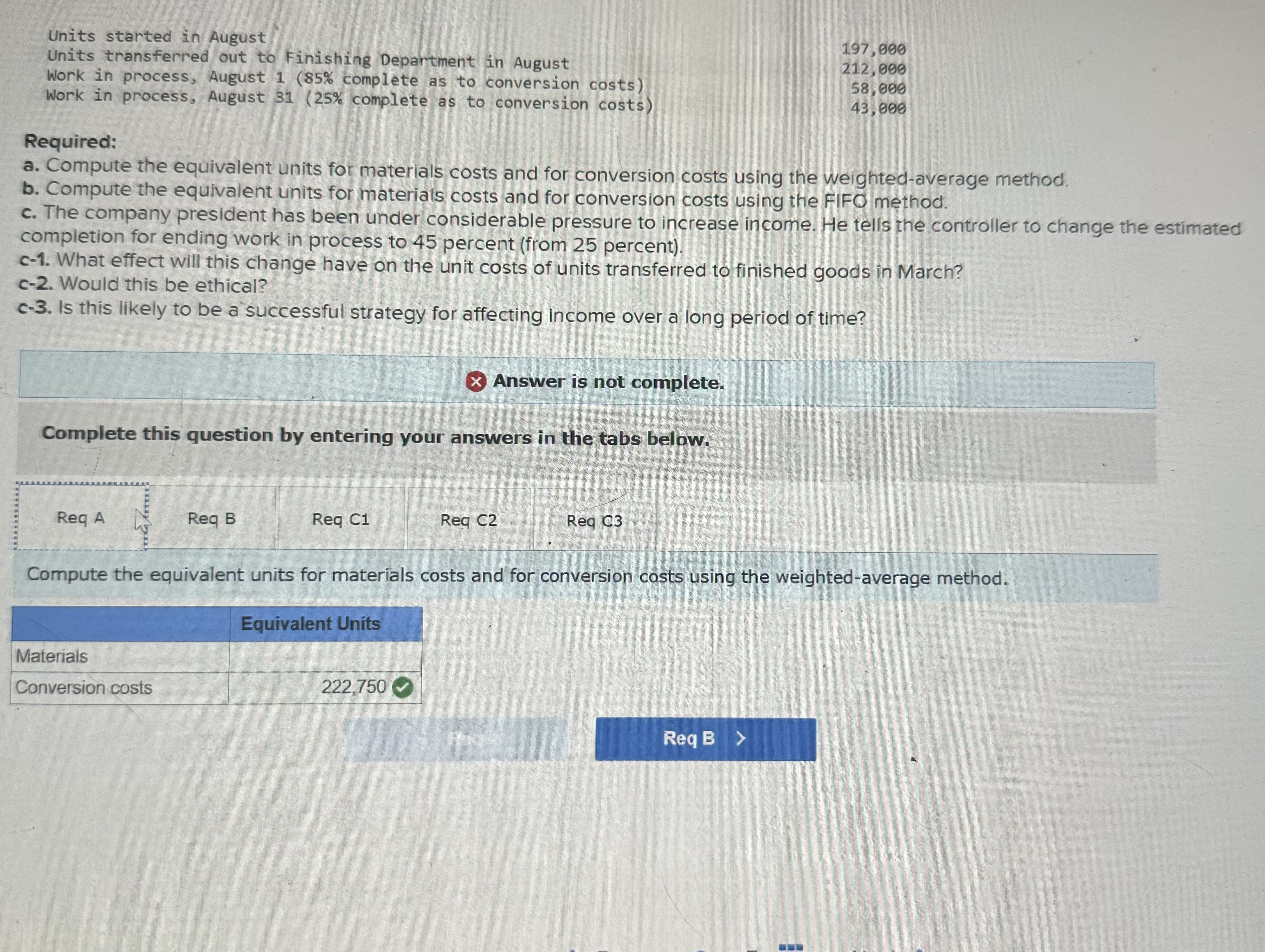  Exercise 8-30(Algo) Compute Equivalent Units: Ethical Issues (LO 8-1,3,5) Hoyt, Incorporated